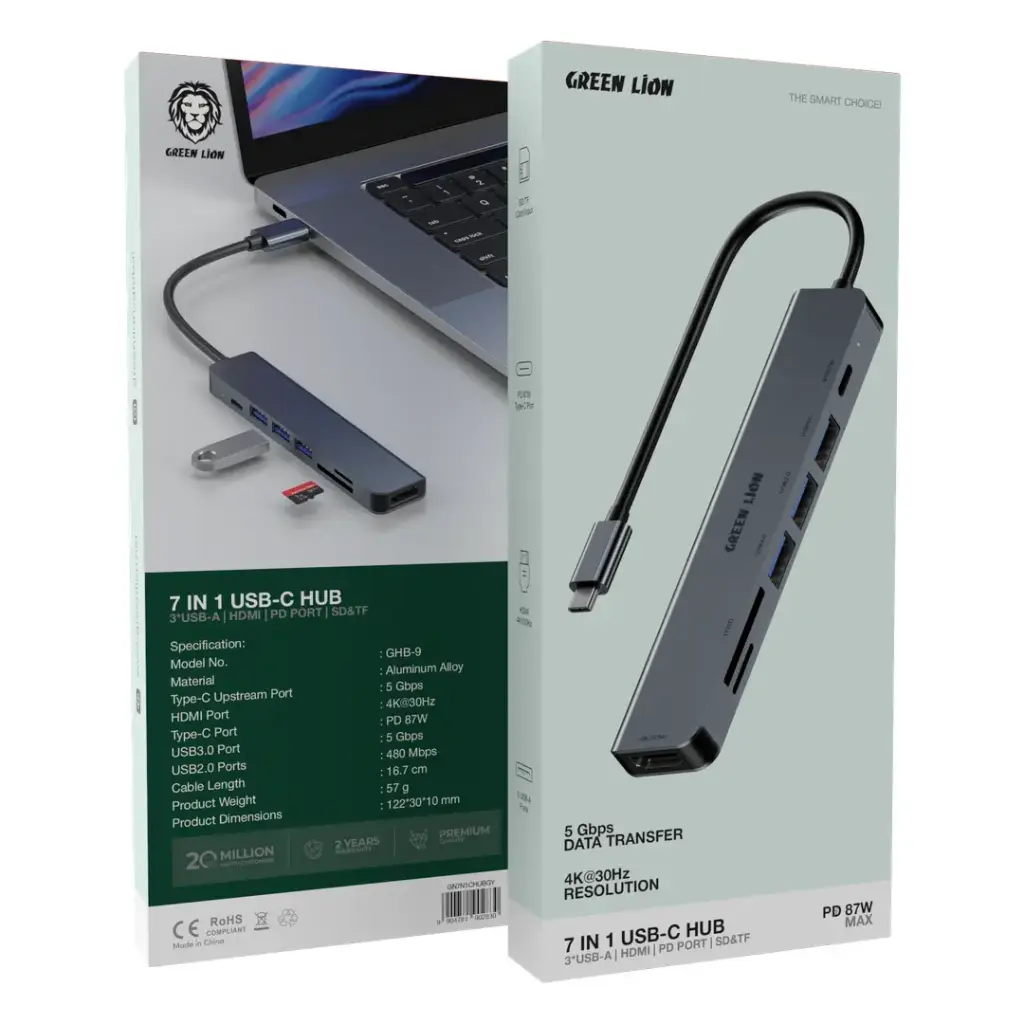 GREEN LION 7 IN 1 USB -C HUB